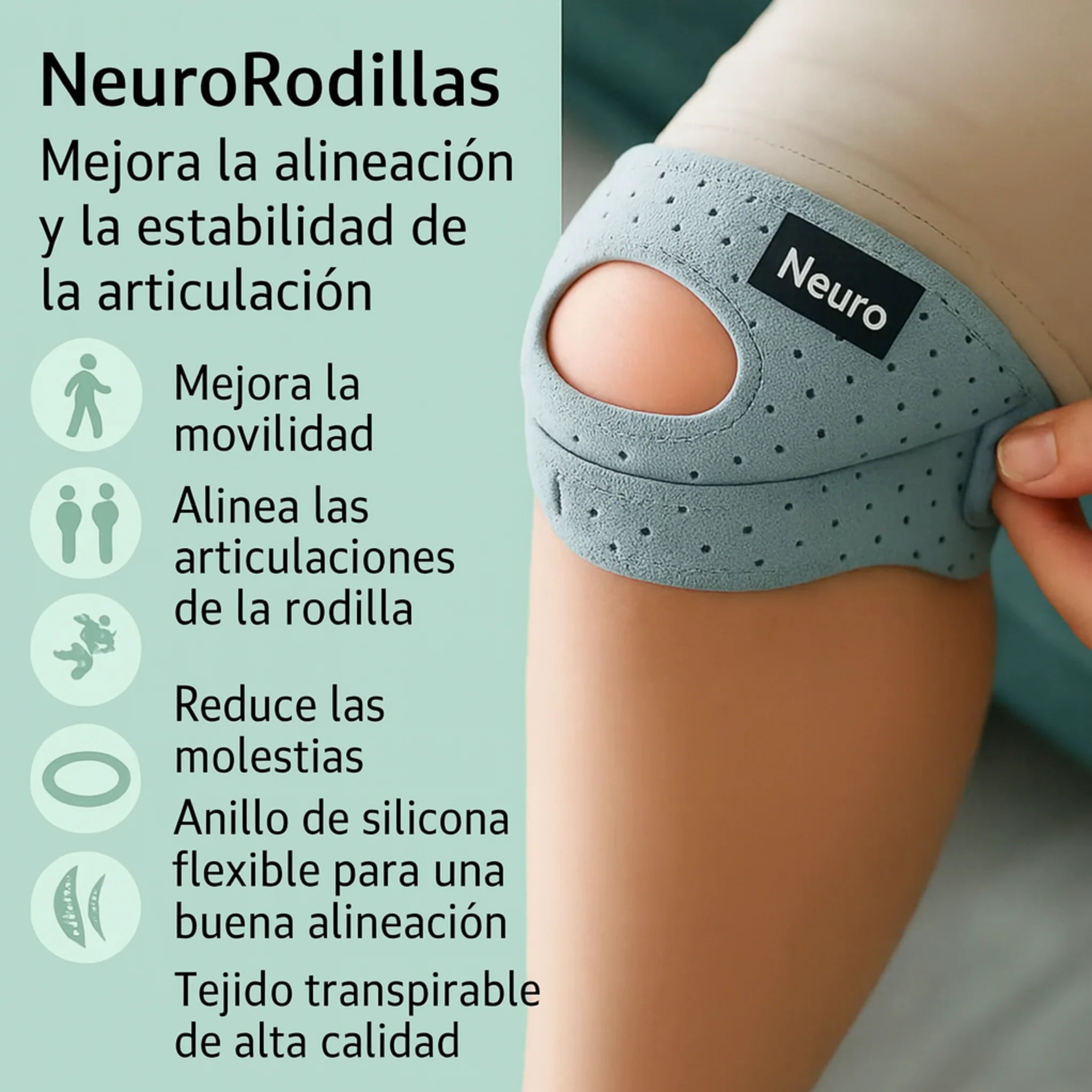 Rodillera Rotuliana NeuroRodillas — Realinea la Articulación de la Rodilla Durante tus Movimientos
